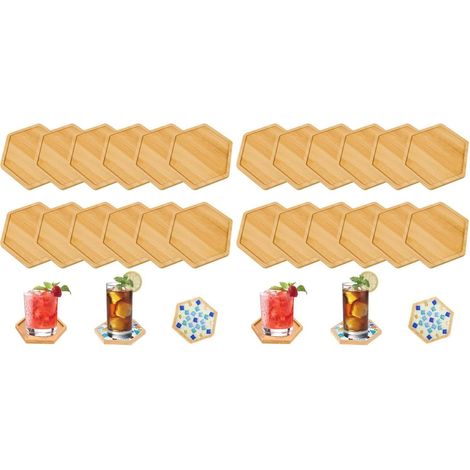 12er Set Bambus Untersetzer 10cm Sechseckig für DIY Basteln & Deko
