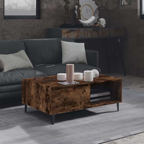 Table basse Table d'appoint pour Salon Chambre - Chêne fumé 90x60x35 cm Aggloméré BV533442 - BonneVie (1/5)