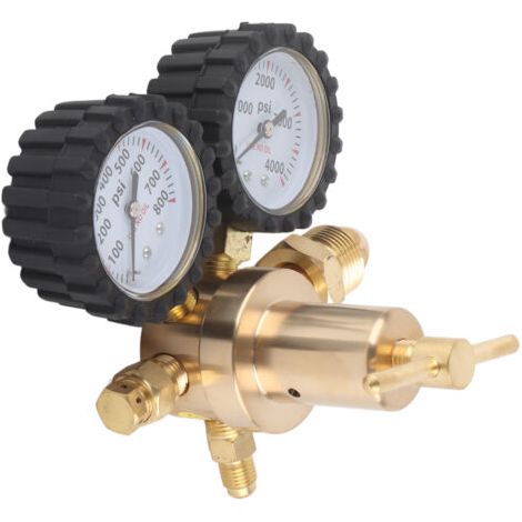 Regolatore di pressione a doppio manometro per azoto – intervallo di pressione in uscita da 0 a 800 PSI, design ergonomico, realizzato con materiali resistenti, per uso professionale. (1/5)