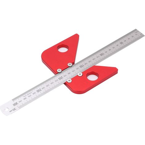 Equerre de traçage 45/90 degrés, outil de mesure pour menuisier, règle de charpentier rouge, gabarit de centrage précis. (1/5)