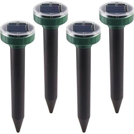 Ultrasonic snake and mouse repellent, 4-pack, new design with LED light.