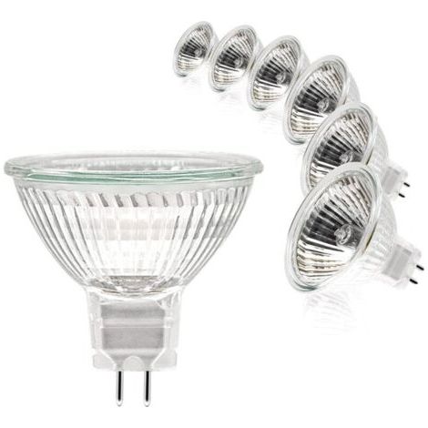 Bombillas halógenas, foco MR16, 12 V, 35 W, GU5.3, MR16 regulable, 2 pines, blanco cálido 2700 K, paquete de 6 [Clase energética G], DEBUNS (1/5)