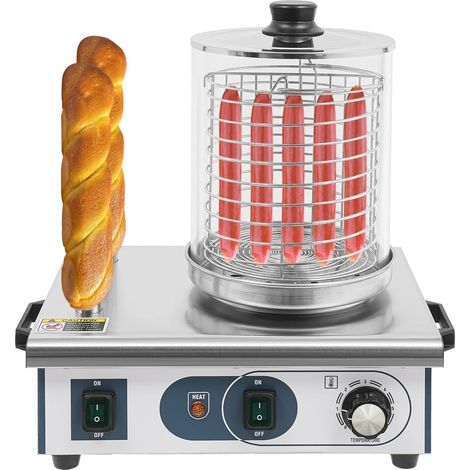 HAUTOUR Chauffe-chien professionnel en acier inoxydable avec capacité de 6 l et 2 barres à pain, réglage de la température de 50 à 300 °C, puissance 550 W, pour plats à emporter, camions alimentaires (1/5)