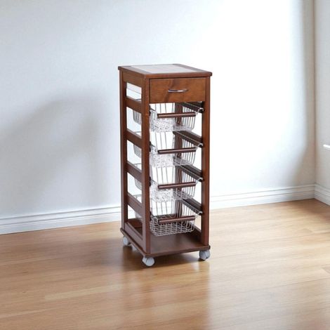 Carrello SALVASPAZIO portafrutta e cassetti NOCE (1/5)