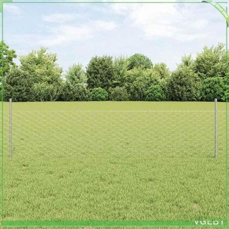 Kit clôture extérieure acier argent 0,5 x 10 m (H 50 cm) - 1 rouleau, 5 poteaux, vis et boulons (1/5)