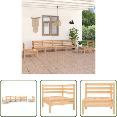 vidaXL Gartenlounge - 6-tlg. Garten-Lounge-Set Kiefer Massivholz (1/5)