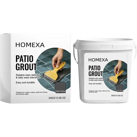 Joint de jardin HOMEXA (gris foncé) - Mastic de jointoiement pour carrelage et faïence murale, mastic d'étanchéité et de réparation de fuites, adhésif ménager 300 g (1/5)