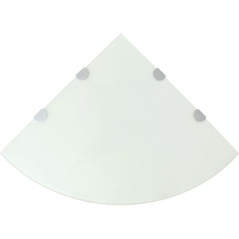 Estantería de esquina de diseño con soportes cromados y cristal blanco 45 x 45 cm 2702225/2