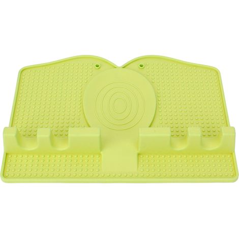 Support de Cuillères en Silicone Anti-dérapant Résistant à la Chaleur avec Plateau de Goutte pour Cuisine Vert Clair (1/5)
