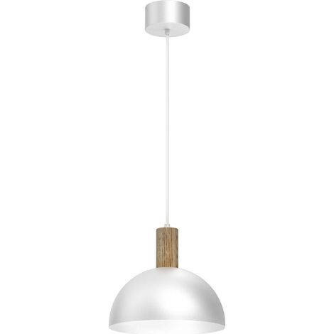 Suspension minimaliste chrome bois Handa E27 Luminex