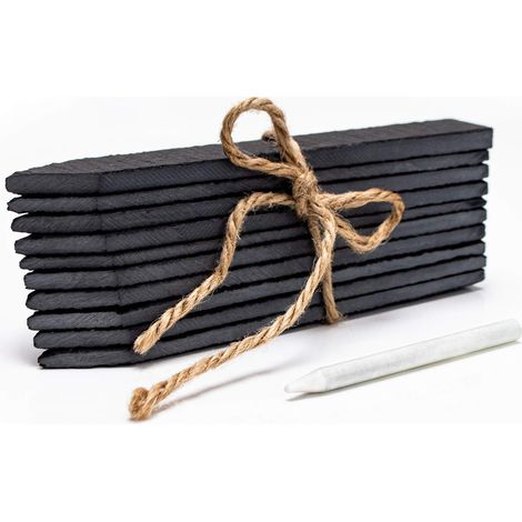 Étiquettes en Ardoise pour Jardin - Lot de 10 Étiquettes Réutilisables + Craie - Résistantes aux Intempéries - Étiquettes pour Plantes, Semis, Pots de Fleurs et Potager (Lot de 10, 15 x 2.5cm) (1/5)