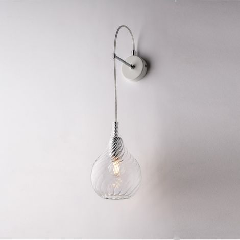 Pluvia Applique En Fer Et Verre Pyrex Transparent 1 Lumière .14 P.21 Bl264-Ap1-Tr