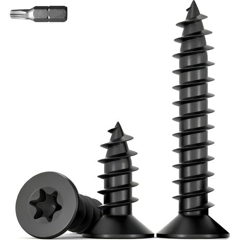 20 pièces Vis à Bois Noires Torx M4x30mm,Tête Fraisée en Acier Inoxydable A2 V2A,Autotaraudeuses avec Foret, Adaptées aux Matériaux en Feuilles et au Bois (1/5)