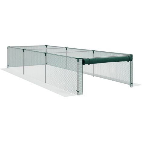 Serre de jardin serre à tomates filet protection porte zippée enroulable HDPE, dim. 125L x 373l x 62,5H cm