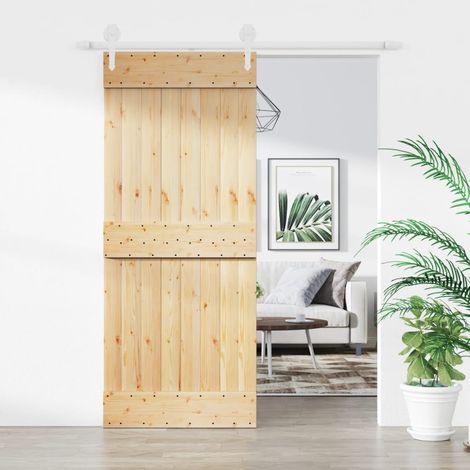 Puerta corredera con herrajes madera maciza de pino 85x210 cm vidaXL (1/5)