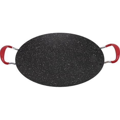 Poêle à barbecue ronde antiadhésive 34 cm, poignée anti-brûlure, pour cuisinières à gaz et céramique
