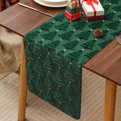 Tovaglia con decorazione a stella per albero di Natale - Decorazione natalizia - Tovaglia - Decorazioni verdi natalizie - 33233 cm (1/2)