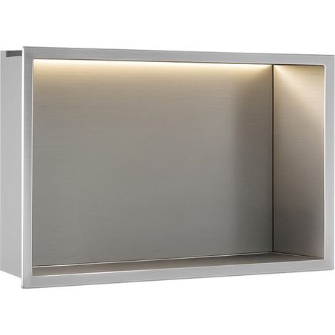MENSOLA BAGNO REA LED  BRUSH STEEL 30X45 (1/5)