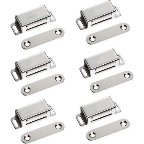 Magnétiques Meuble Aimant de Porte 10kg Puissant Acier Inoxydable Aimant de Placard Aimant Porte Placard (6 Pièces)(vis en acier inoxydable) (1/4)