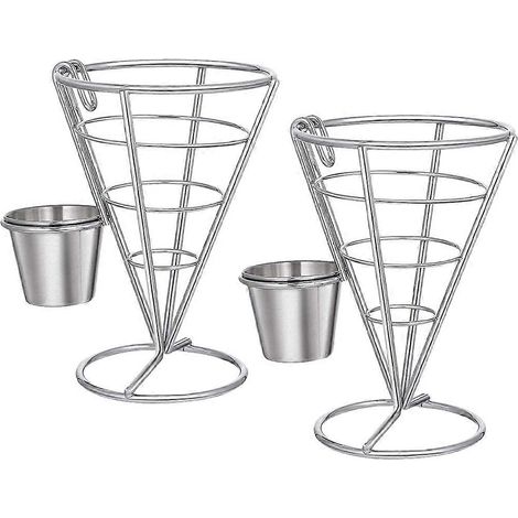 Panier à frites en acier inoxydable, lot de 2, avec distributeur de sauce (1/5)