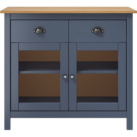 Maison Exclusive - Mesita de noche Hill madera maciza de pino gri (1/4)