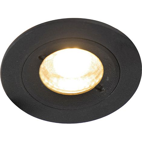 QAZQA + Moderno Foco empotrable inteligente moderno negro redondo con WiFi GU10 IP54 - Xena Aluminio Redonda Adecuado para LED Max. 1 x 5 Watt