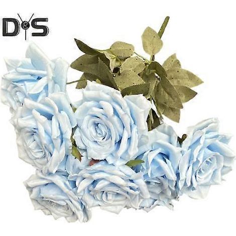 1 Bouquet Accessoires de Mariage Rose Artificielle Finition Finesse Magnifique Bouquet de 9 Roses Artificiellesbleu (1/5)