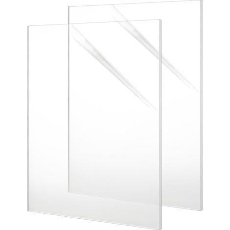 Lot de 2 plaques en verre acrylique, 30 x 20 cm, verre acrylique transparent de 4 mm, plaque en plastique pour découpe laser, cadre photo, exposition de projet, présentoir de table (1/5)