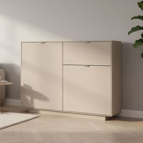 CALICOSY - Buffet 2 portes 1 tiroir décor sable L120 cm VIKA (1/5)