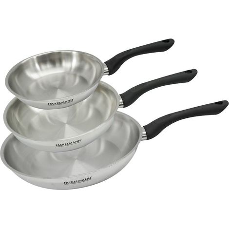 Set 3 poêles 20 24 et 28 cm en inox Fackelmann Geneva (1/5)