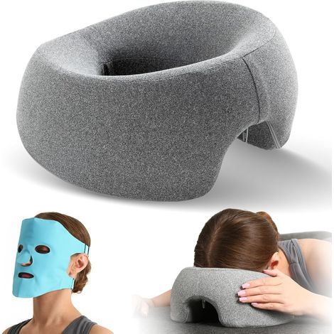 Oreiller visage vers le bas avec masque visage de glace pour table de massage, appuie-tête de massage pour lit, oreillers visages oreiller BBL après chirurgie chirurgie et récupération de vitrectomie