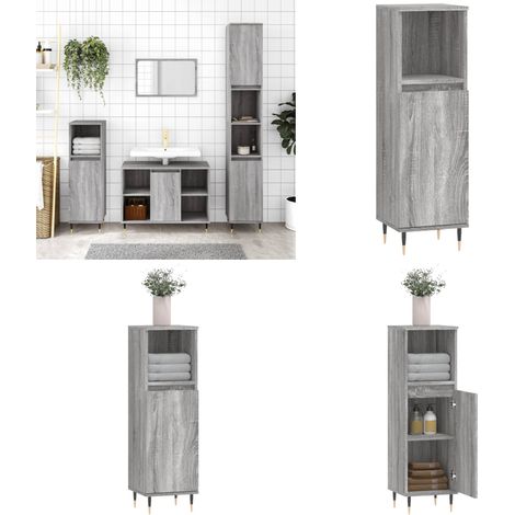 Armoire salle de bain sonoma gris 30x30x100 cm - Meuble Salle De Bain - Armoire Salle De Bain - Rangement Salle De Bain - Commode Salle De Bain - Design Industriel - Home & Living (1/5)