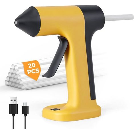 Ecleanfy - Pistolets à Colle électriques 2000mAh, Pistolet a Colle sans fil avec 30 Bâtons de Colle 7 mm x 130 mm, Chauffage rapide en 3S (1/5)