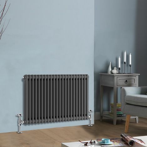 NRG Cast Iron Style Radiator Traditional Anthracite Central Heating Rads Horizontal 2 Column 600x1010mm