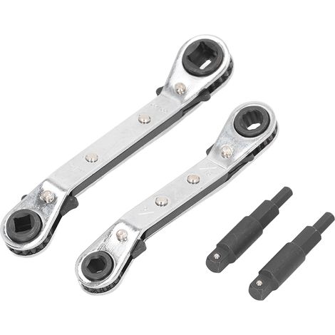 Clé à cliquet pour systèmes de chauffage, ventilation et climatisation (CVC) 3/8 à 1/4 po et 5/16 à 1/4 po, en acier inoxydable haute dureté. (1/5)
