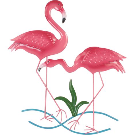 Signes Grimalt Adorno Pared Jardín Adorno Pared Adorno De Pared Flamencos Apliques Metal Rosa 3x48x51cm 32759