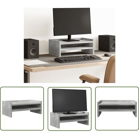vidaXL Support de moniteur gris béton 42x24x16 cm bois d'ingénierie (1/5)