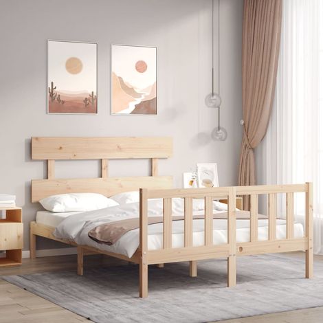 Bed Frame without Mattress 140x190 cm Solid Wood Pine vidaXL (1/5)