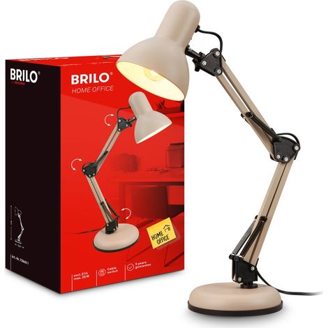 Briloner PIXA Lampada da tavolo, orientabile, interruttore a cavo, alimentazione con spina, beige, 15,5 x 53 cm (1/5)