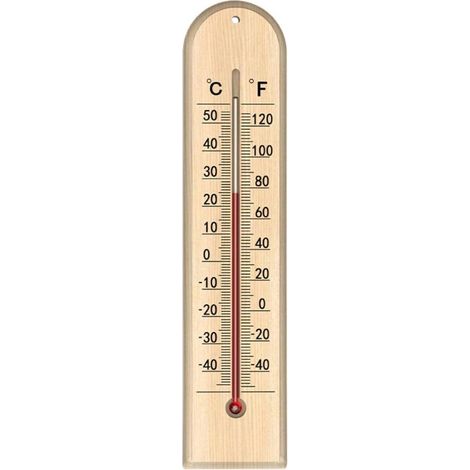 Termómetro de pared de madera para controlar la temperatura interior y exterior, diseño sin mercurio con fácil lectura, para invernadero doméstico (A) (1/5)