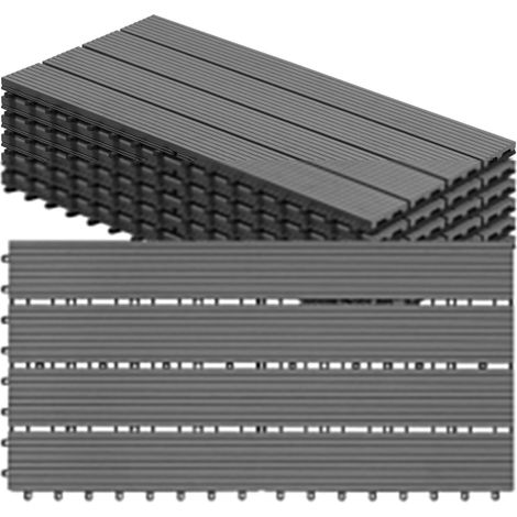 WOLTU Piastrelle da Giardino Incastrabili Set da 6 Mattonelle per Esterno 30x60 Grigio Chiaro (1/5)