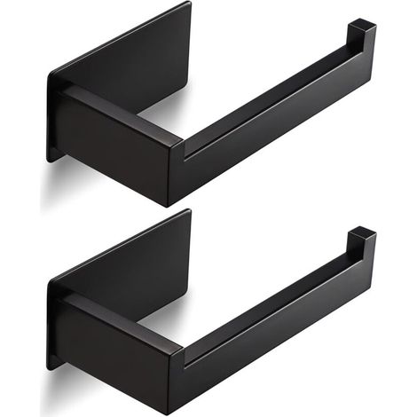 2 Pièces Porte Papier Toilette Auto-adhésif, Support Papier Toilette Mural, Acier Inox Porte Rouleau Toilette pour Salle de Bain (Noir)