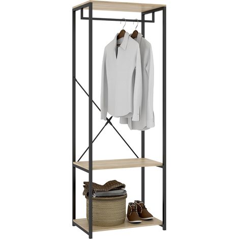 Armario Grande Cedar, Ropero Dormitorio 2 Estantes, Perchero, Cajones, 40x167h cm Marrón Roble