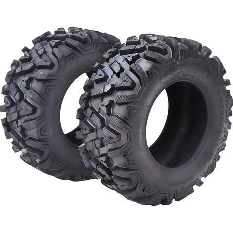 Lot De 2 Pneus ATV/UTV Tout-Terrain Robustes 6 Plis, Pneus Anti-Crevaison à Haute Adhérence, Tubeless, Idéal Pour Boue, Sable Et Sentiers