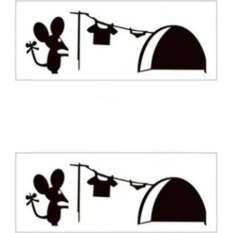 2 stickers muraux en vinyle souris trou murale, 18 cm x 7 cm, noir, pour plinthes et surfaces lisses (1/3)