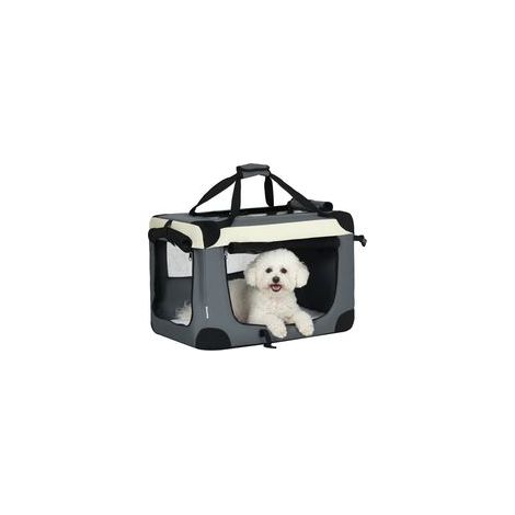 Faltbare Tragetasche – Griff, 3 Reißverschlussfächer, Tasche – herausnehmbares Kissen – Stahl, Oxford-Gewebe, Polyester, grau, schwarz
