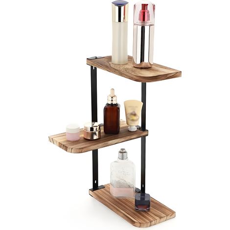 Youyijia Corner Shelf 3 Tier Floating Shelves Wall Mounted Rustic Home Display Storage Rack Small Wood Shelves for Bedroom Enterway Living Room Bathroom Retro (1/5)