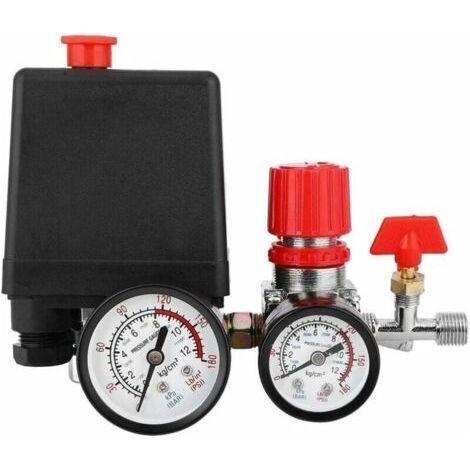 Compresseur d'air Commutateur de Vanne de Pression du Pressostat Compresseur d'Air avec Régulateurs Jauge-Chrom (1/5)
