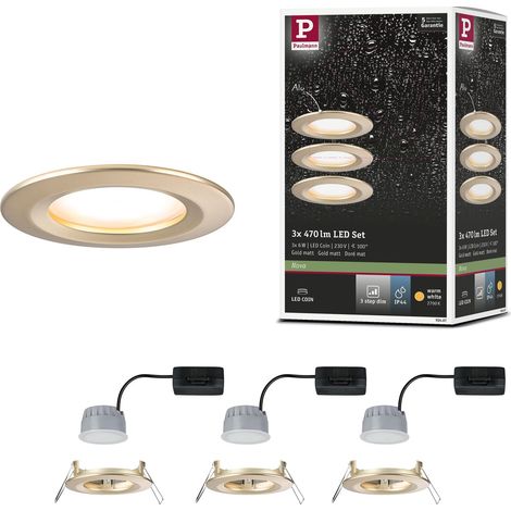 Spot encastré LED 3-Step-Dim rond 74mm 3x6W 3x470lm 230V gradable 2700K Doré mat (1/5)