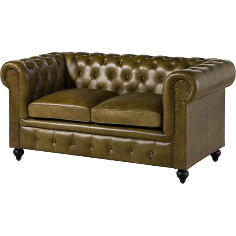 CHESTERFIELD 302 Divano 2 posti - vera pelle / verde 158x82x75